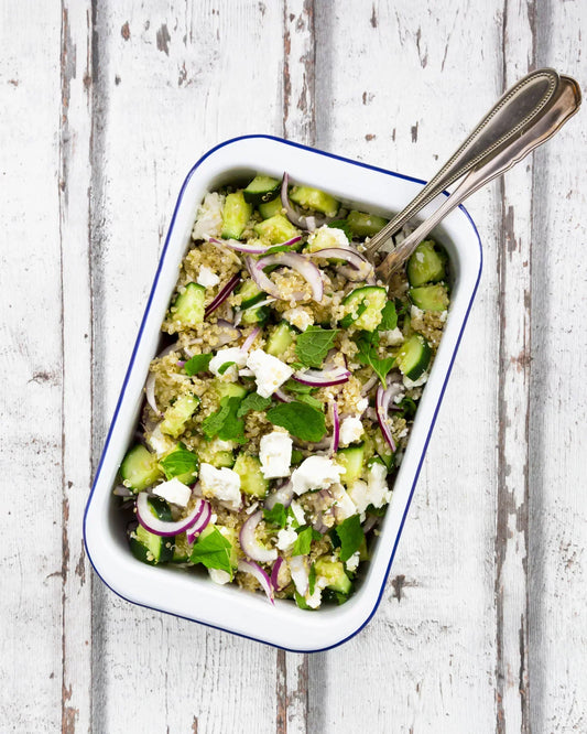 Taboulé de quinoa, concombre, menthe, feta